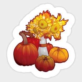 Sunflower and Pumpkins Sticker